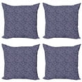 thumbnail image 1 of Leaves Throw Pillow Cushion Case Pack of 4, Composition of Foliage Silhouettes in Dark Tones Corsage of Nature Growth, Modern Accent Double-Sided Print, 4 Sizes, Lavender Blue Grey, by Ambesonne, 1 of 2