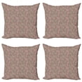 thumbnail image 1 of Ambesonne Leaves Throw Pillow Cover 4 Pack, Woodland Foliage Motifs, 16", Pale Pink Umber, 1 of 2