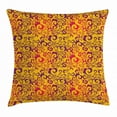 thumbnail image 1 of Leaves Throw Pillow Cushion Cover, Antique Swirled Foliage with Ombre Effect Vintage Curlicues, Decorative Square Accent Pillow Case, 24 X 24 Inches, Earth Yellow Purple and Magenta, by Ambesonne, 1 of 2