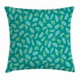 thumbnail image 1 of Leaves Throw Pillow Cushion Cover, Arrangement of Spring Foliage Cottage Nature Elements Green Shades, Decorative Square Accent Pillow Case, 16 X 16 Inches, Teal Apple Green Pale Green, by Ambesonne, 1 of 2