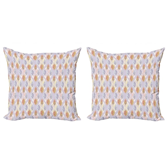 Ambesonne Leaves Throw Pillow Cover 2 Pack, Cartoon Style Foliage, 20", Multicolor
