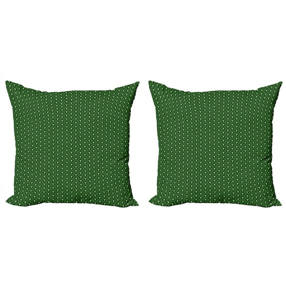Ambesonne Leaves Throw Pillow Cover 2 Pack, Foliage Pattern with Dots, 24", Green and Cream