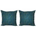 thumbnail image 1 of Ambesonne Leaves Throw Pillow Cover 2 Pack, Little Buds on Branches, 20", Dark Blue Green Yellow, 1 of 2