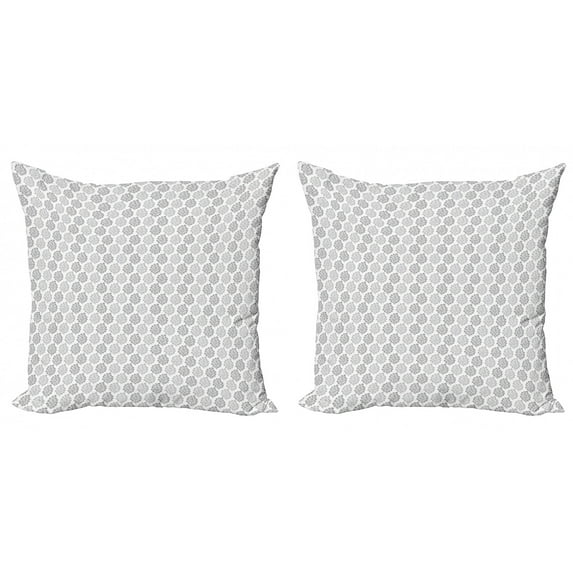 Ambesonne Leaves Throw Pillow Cover 2 Pack, Greyscale Foliage Design, 20", Grey White Pale Grey