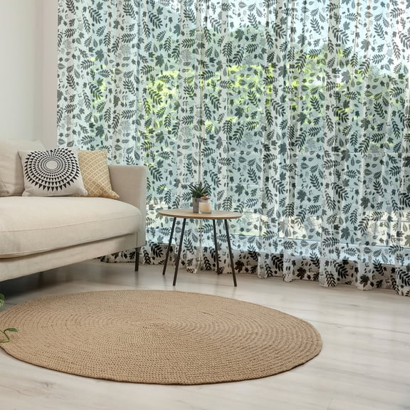 Leaves Tulle Curtains with Rod Pocket, Autumn Season in the Woods Themed Monochrome Pattern Deciduous Trees Maple Oak, Sheer Drape for Wedding Party 2 Panels, 7 Sizes, Black White, by Ambesonne