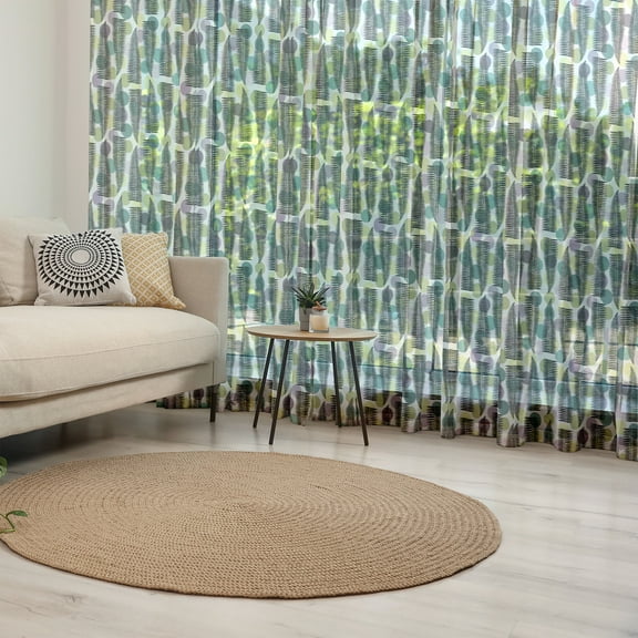 Leaves Tulle Curtains with Rod Pocket, Ornate Polka Dotted Pattern with Monochrome Tropical Spring Foliage Illustration, Sheer Drape for Wedding Party 2 Panels, 7 Sizes, Multicolor, by Ambesonne