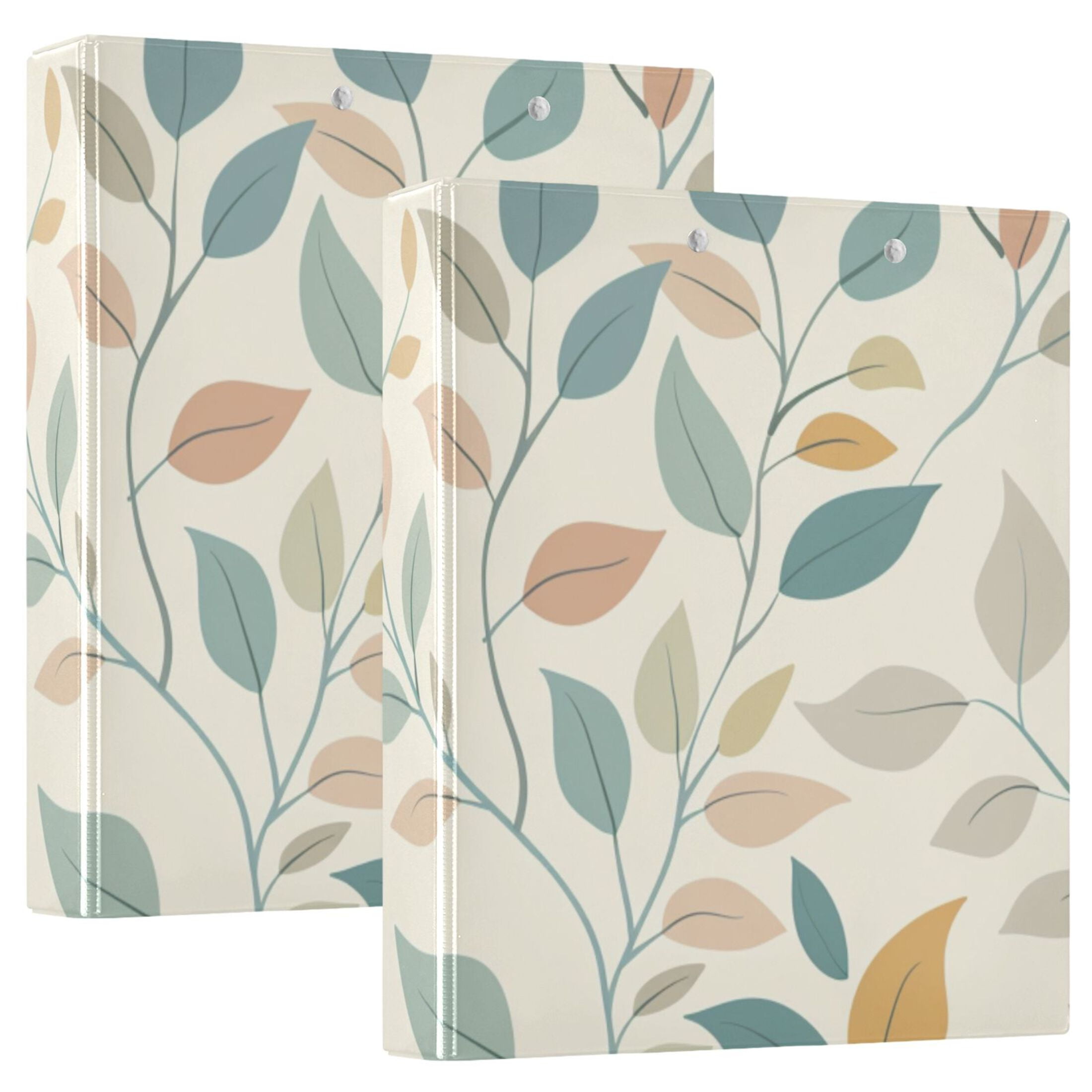 Leaves Vines 3 Ring Binders 1.5 inch Hardcover File Folders with Interior Pockets A4 Size Organizer for School Office Hospital