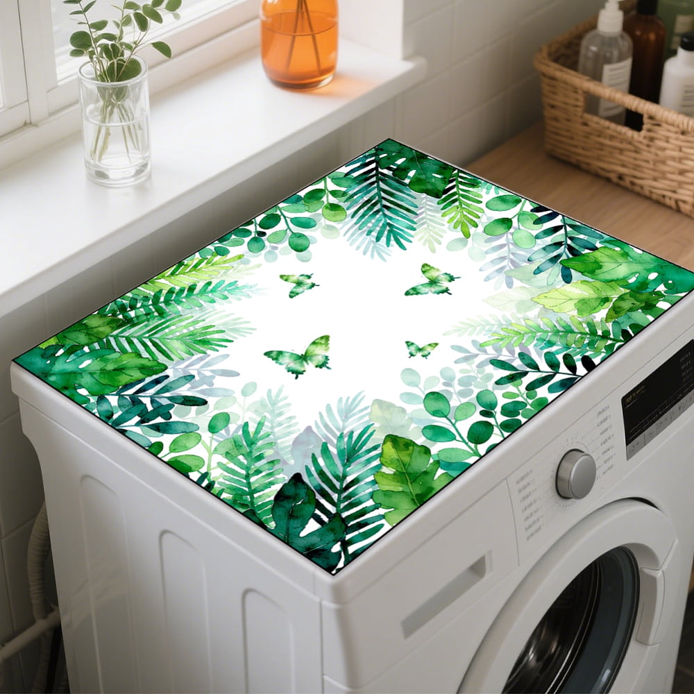 Leaves Washer Dryer Dust Cover 23.6×19.69inch Butterflies Washing Machine Top Protector Pads Non Slip Washing Machine Top Covers diy