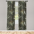 thumbnail image 1 of Leaves Window Curtains, Modern and Simplistic Ornament of Exotic Leaf Summer Botanical Art, Lightweight Decor 2-Panel Set with Rod Pocket, Pair of - 28"x63", Dark Olive Green and Yellow, by Ambesonne, 1 of 3