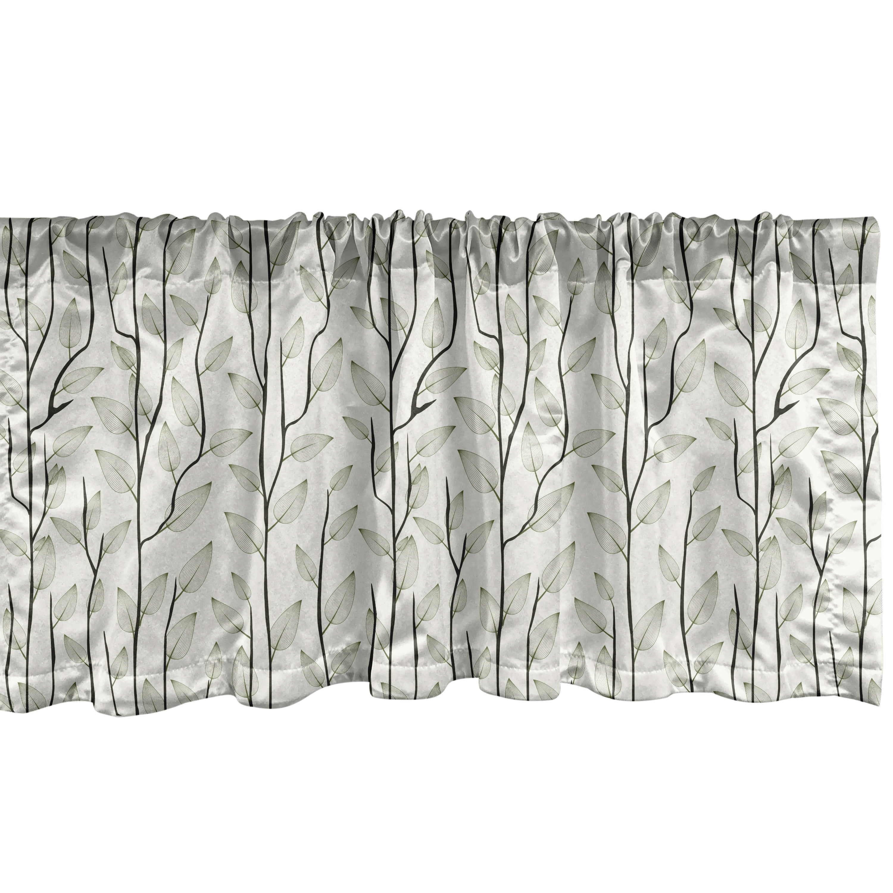 Leaves Window Valance Pack of 2, Vertically Arranged Branches with Leaf Motifs Spring Seasonal