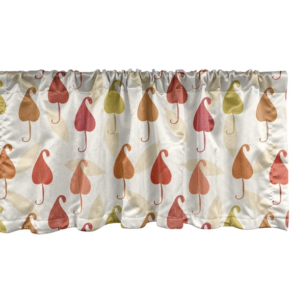 Leaves Window Valance, Repetitive Pattern of Abstract Autumn Leaf Nature on Pastel Background, Curtain Valance for Kitchen Bedroom Decor with Rod Pocket, 54" X 18", Ivory and Multicolor, by Ambesonne