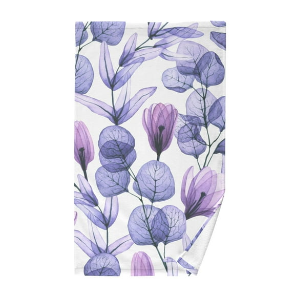 Leaves and Flowers Purple Cotton Face Towels Absorbent Hand Towel Soft Bathroom Towel for Kitchen Hotel Decoration