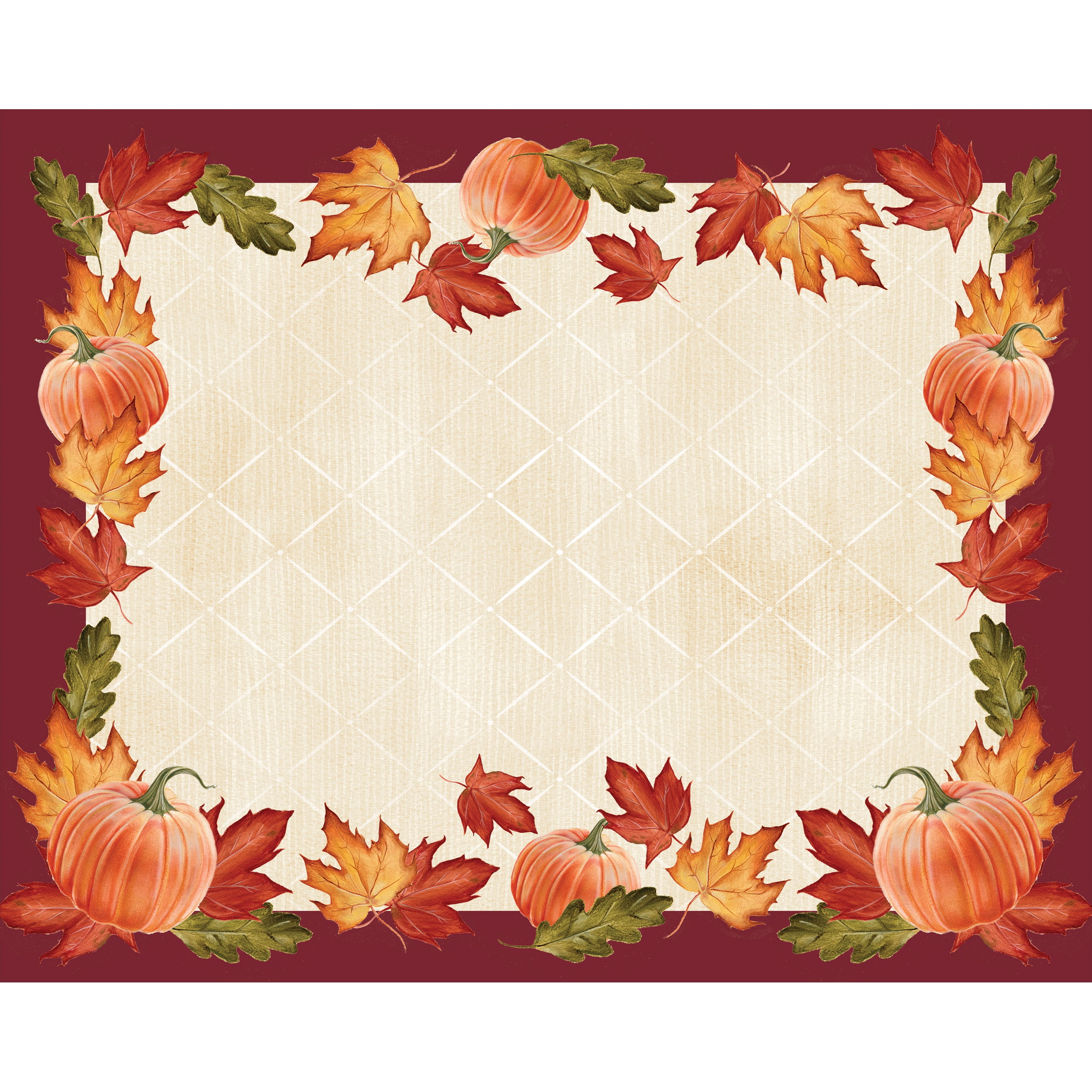 Autumn Leaves and Pumpkins Rectangular Paper Placemats, 36 Count