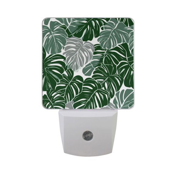 Leaves in Green and Gray LED Night Light with Smart Sensor Plug Into Wall Dusk to Dawn 2 packs