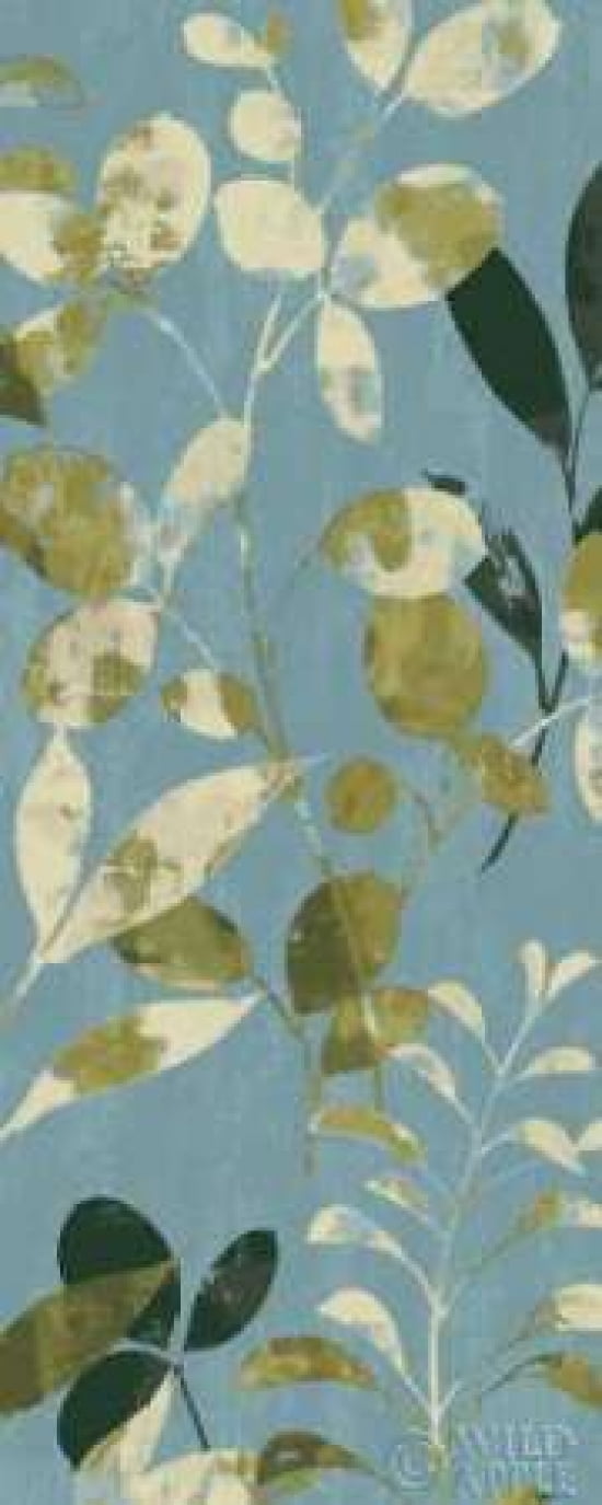 Leaves on Blue II Canvas Art - Wild Apple Portfolio (24 x 48)