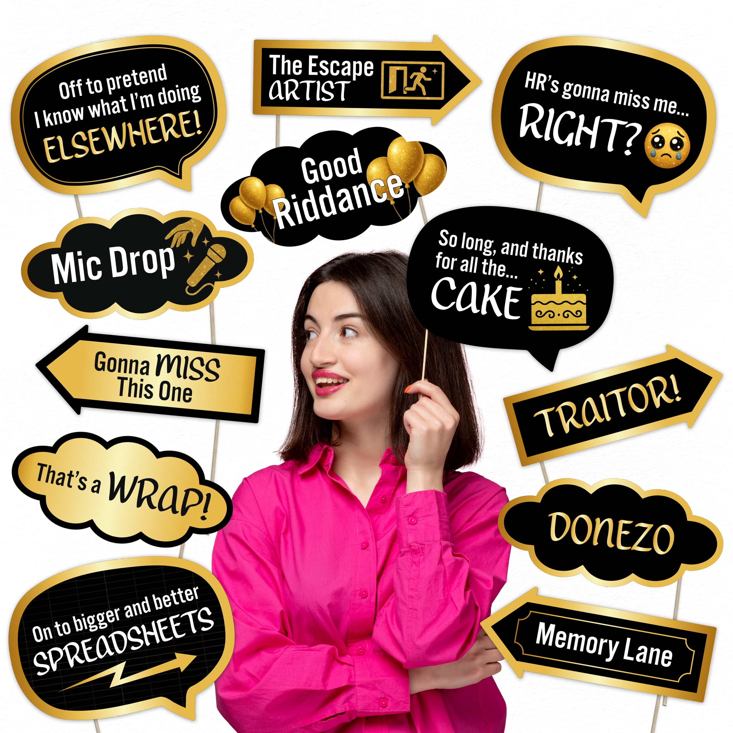 Leaving Job Photo Booth Props – 12 Funny Farewell Signs for Office ...