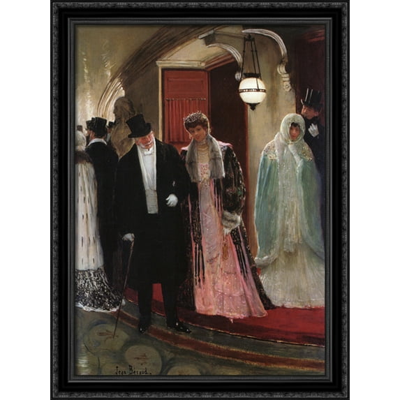 Leaving the Opera 28x36 Large Black Ornate Wood Framed Canvas Art by Jean Beraud