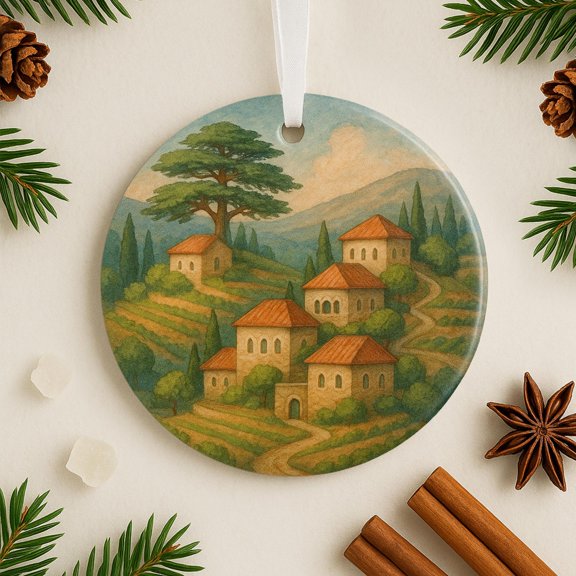 Lebanese Farm House Ornament Ceramic Gift for Lebanese Family Rural Life Lover Heritage Rustic Christmas Decor Middle Eastern Keepsake
