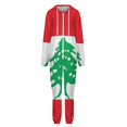thumbnail image 1 of Lebanese Flag of Lebanon Unisex Adult Onesie Pajamas with Pockets for Women Men Hooded Loungewear, 1 of 8