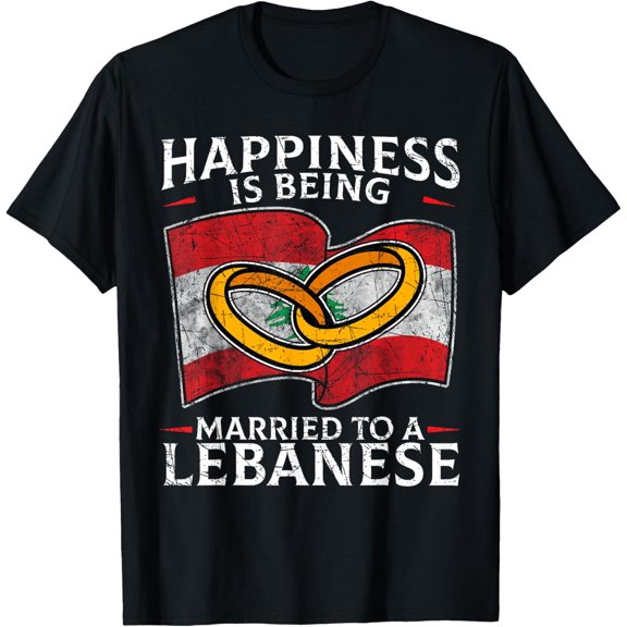 Lebanese Marriage Lebanon Married Wedding Heritage Flag T-Shirt