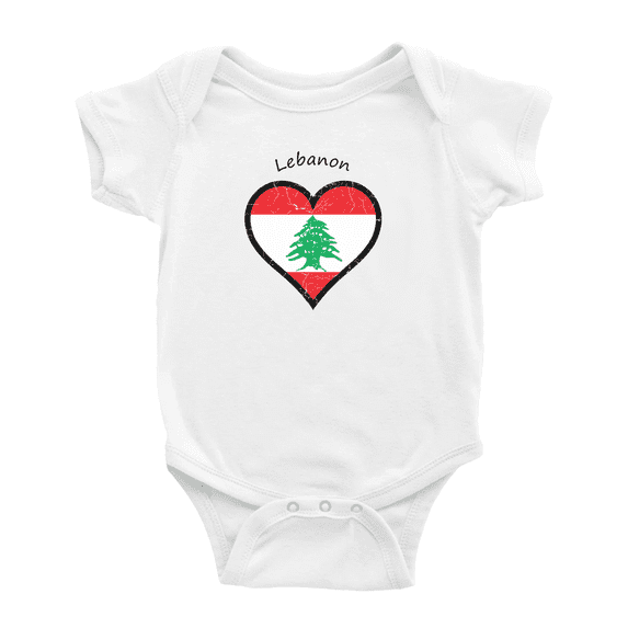 Lebanon Flag Heart Love Cute Baby Bodysuit Clothes