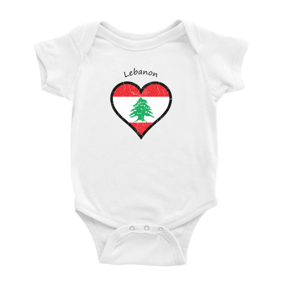 Lebanon Flag Heart Love Cute Baby Bodysuit Clothes