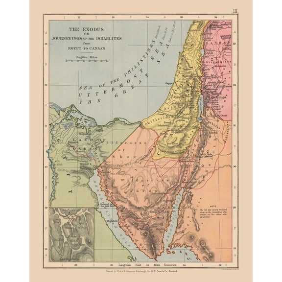 Historic Map - Lebanon Israel Jordan Exodus - Case 1878 - 23 x 29.02 - Vintage Wall Art