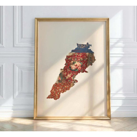 Lebanon Map Lebanon Map Art In Persian Carpet Design Middle East Wall Art Gift Idea For Home