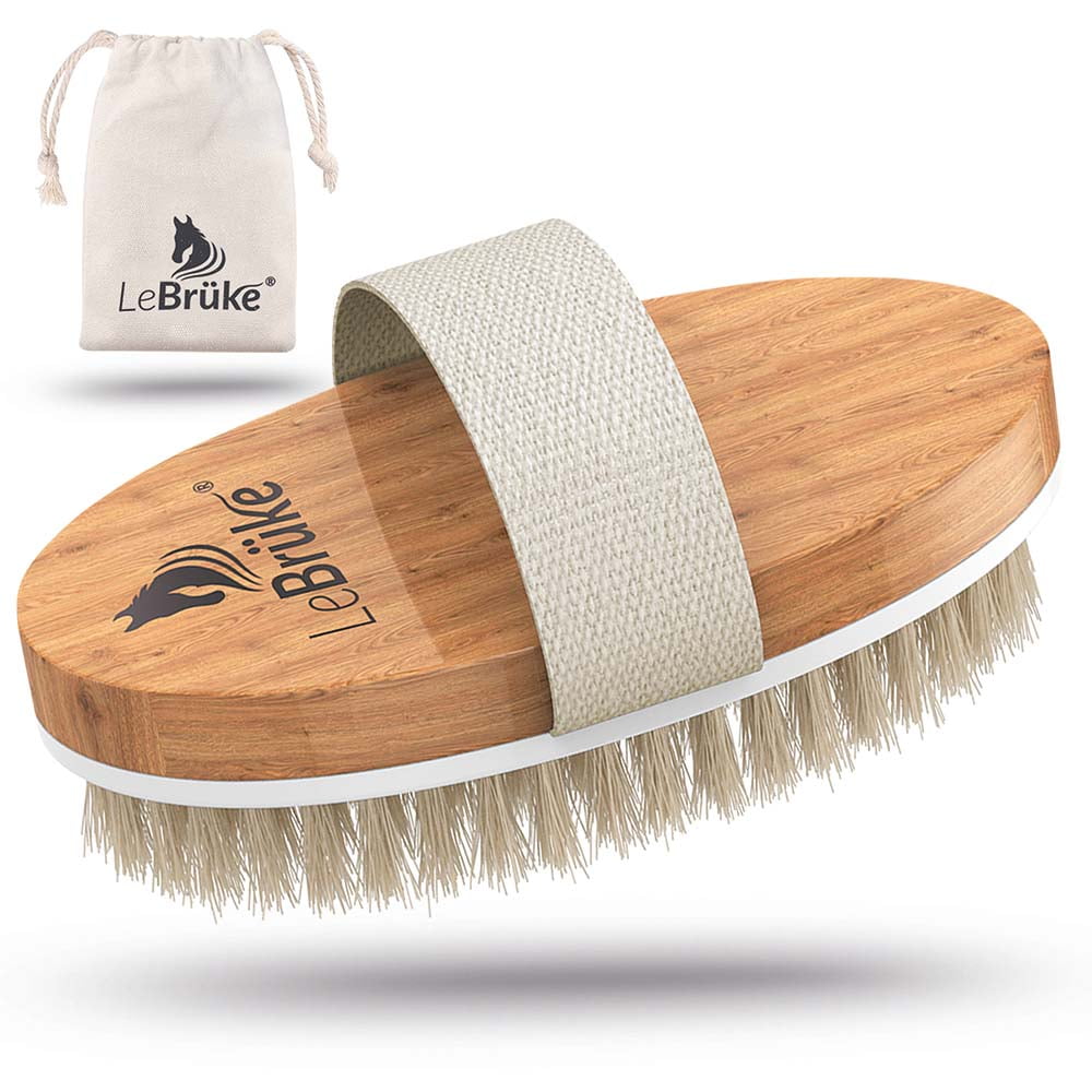 Lebrüke® Dry Brushing Body Brush - Natural Bristles - For Flawless Skin, Cellulite Treatment & Blood Circulation