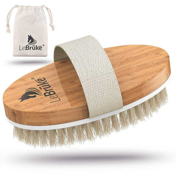 Lebrüke® Dry Brushing Body Brush - Natural Bristles - For Flawless Skin, Cellulite Treatment & Blood Circulation