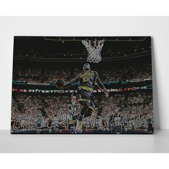 Lebron James Cavs Neon Poster or Wrapped Canvas