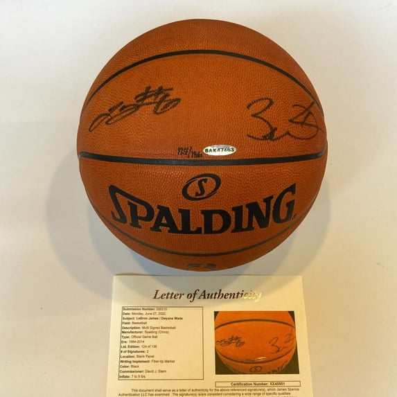 Lebron James Dwyane Wade Signed NBA Official Game Basketball UDA JSA COA