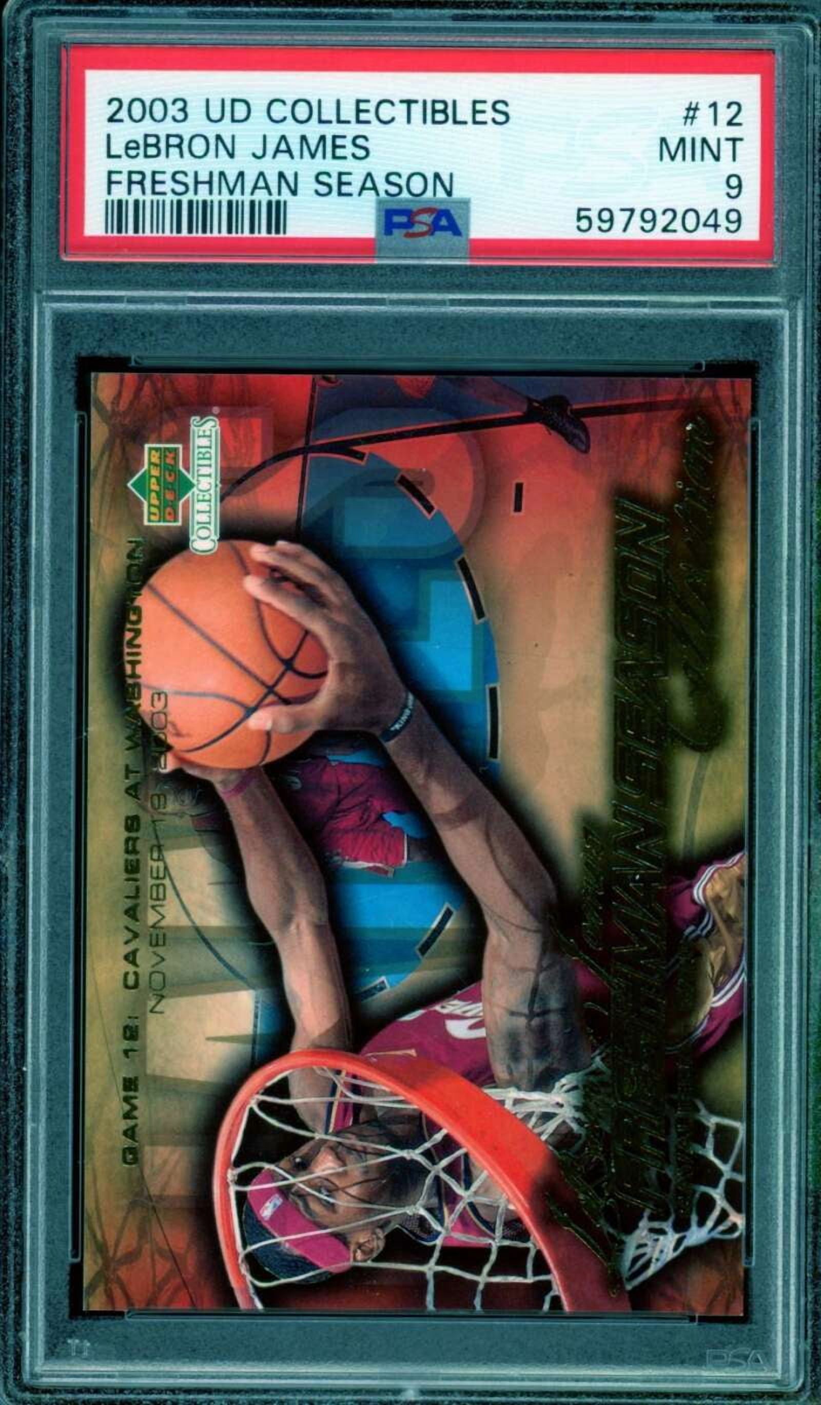 Lebron Rookie Card Lebron James Rookie Card 2003 UD Collectibles Freshman Season #12 PSA 9 ...