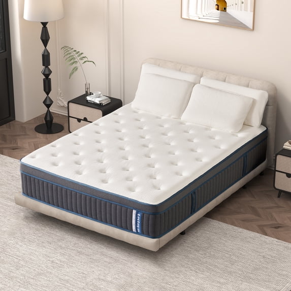 Lechepus California King Mattress, 14 Inch Cooling Gel Memory Foam Hybrid Mattress with 7-Zone Pocket Springs, Medium Plush Bed Mattresses in a Box, CertiPUR-US Certified
