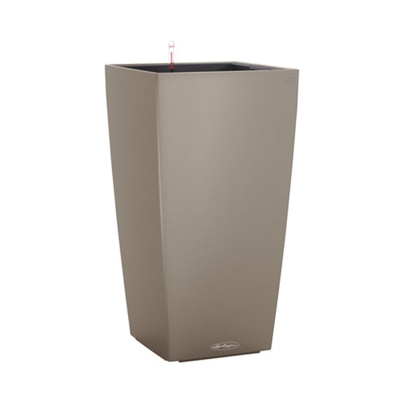 Lechuza USA 16" Sand Brown All In One Cube Matte Smooth Finish Planter