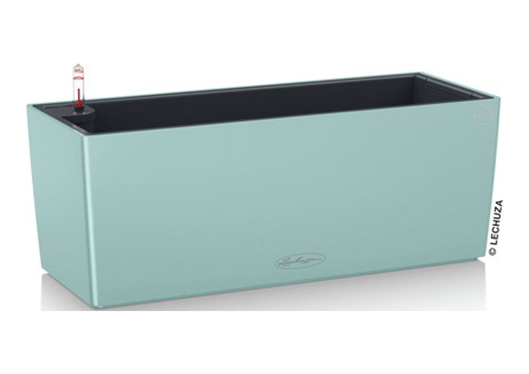 Lechuza USA 20" Mint Green and Black Rectangular Smooth Planter