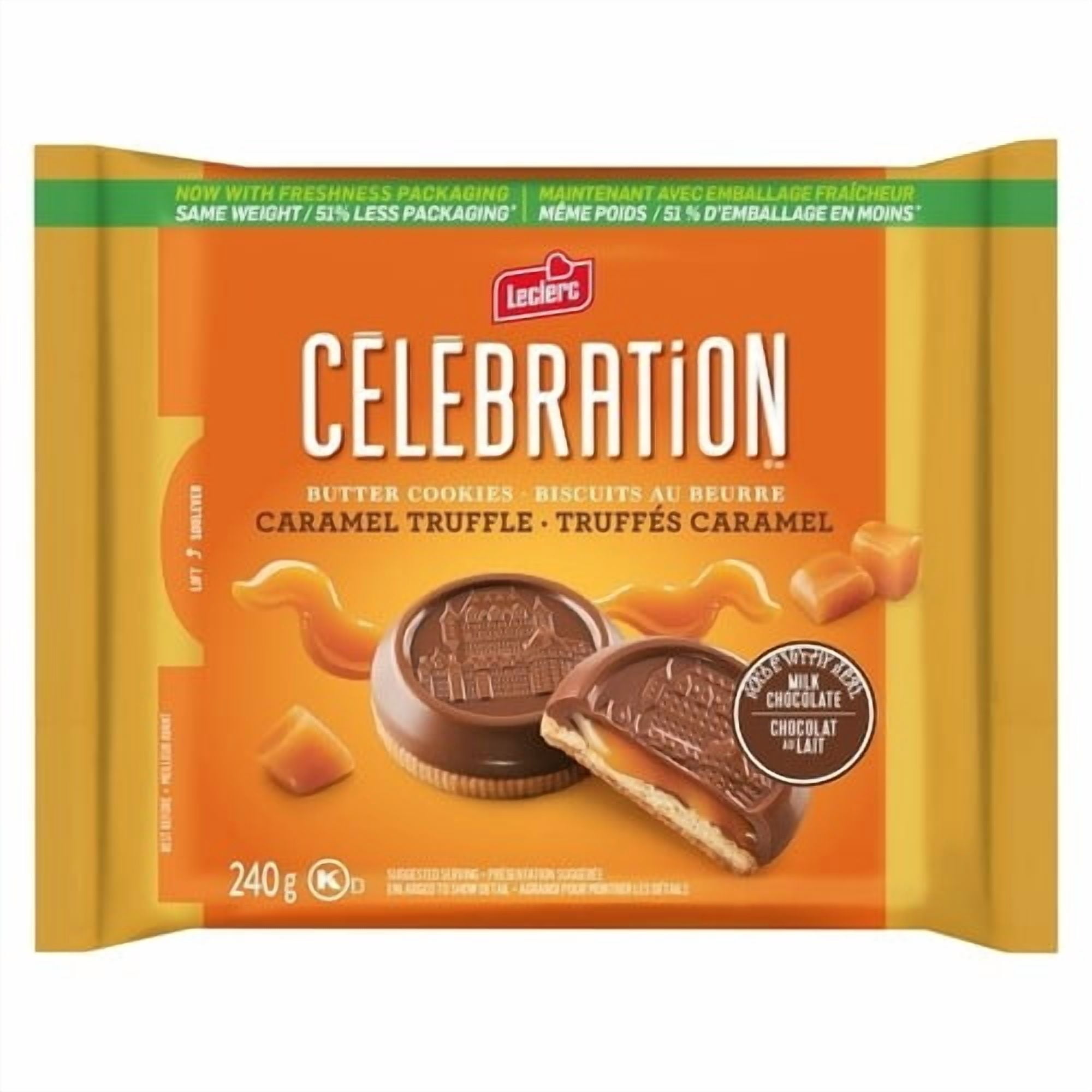 LECLERC CELEBRATION GALLETAS C/CHOCO C/LECHE MANTEQ RELLE/TRUFA