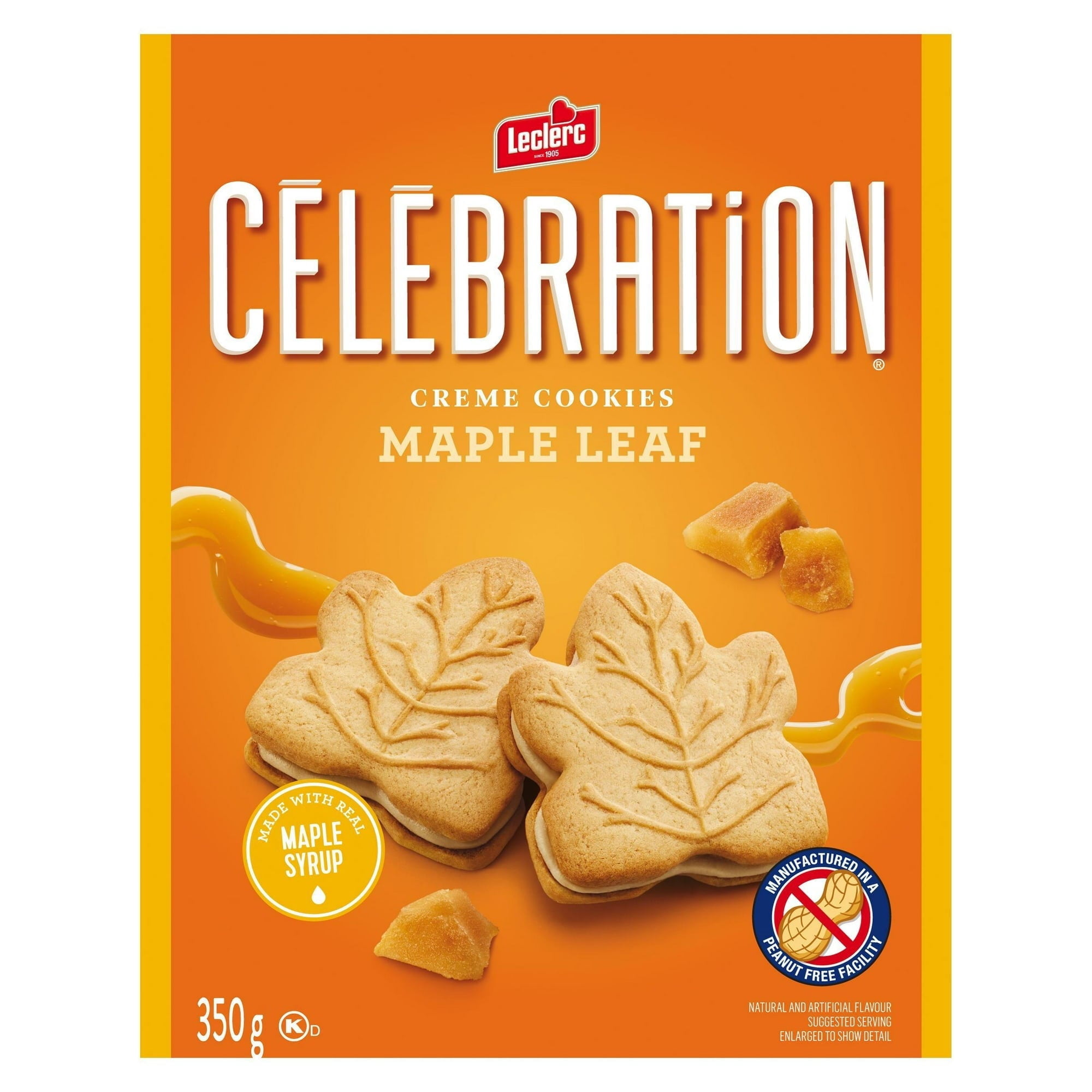Leclerc Celebration Maple Leaf Creme Cookies, 350g/12.3 oz