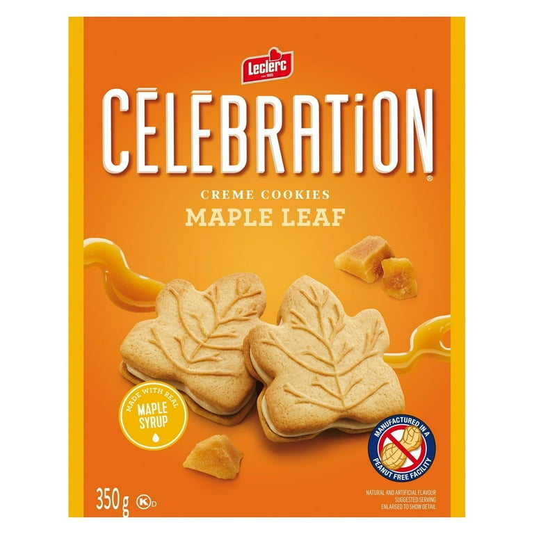 Celebration Maple Syrup Cream Cookies, 350g, Imported from Canada
