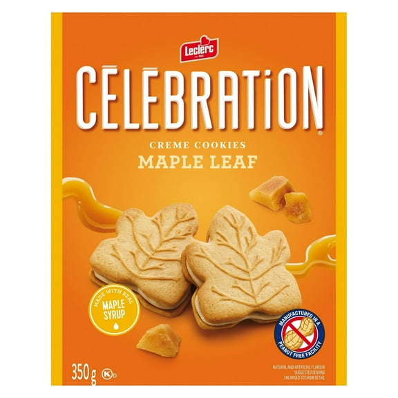 Leclerc Celebration Maple Leaf Creme Cookies, 350g/12.3 oz
