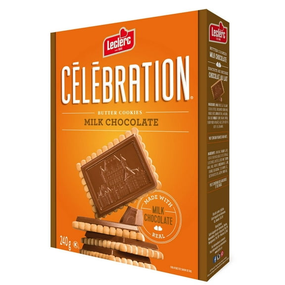 Leclerc Celebration Milk Chocolate Butter Cookies Made with Real Milk Chocolate 240g from Canada