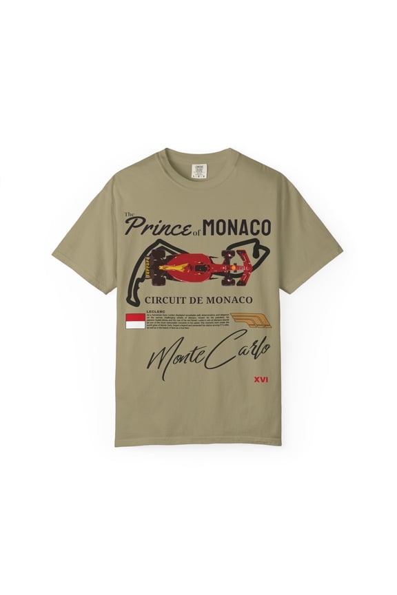 Leclerc Monaco T-Shirt | Inspired Vintage Monte Carlo Racing Tee (Khaki, M)