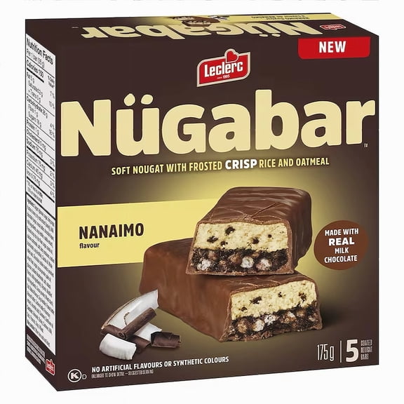 Leclerc Ngabar Chocolate Coated Nougat Bars, Nanaimo Flavor, 5 Bars, 175g/6 oz