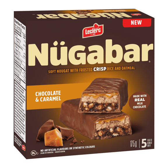Leclerc Ngabar Coated Nougat Bars, Chocolate Caramel Flavour, 5 Bars, 175g/6 oz