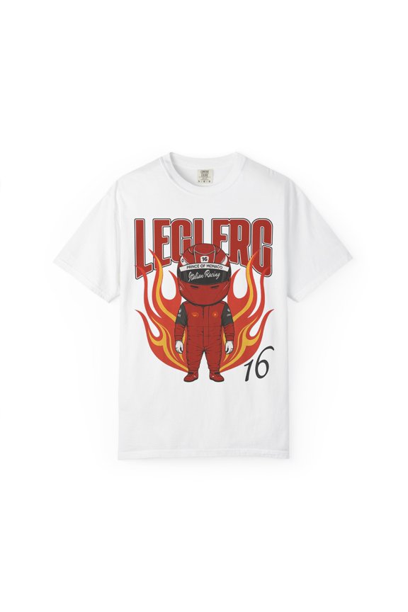 Leclerc Racing T-Shirt | Inspired Monaco Motorsports Streetwear Tee (White, L)