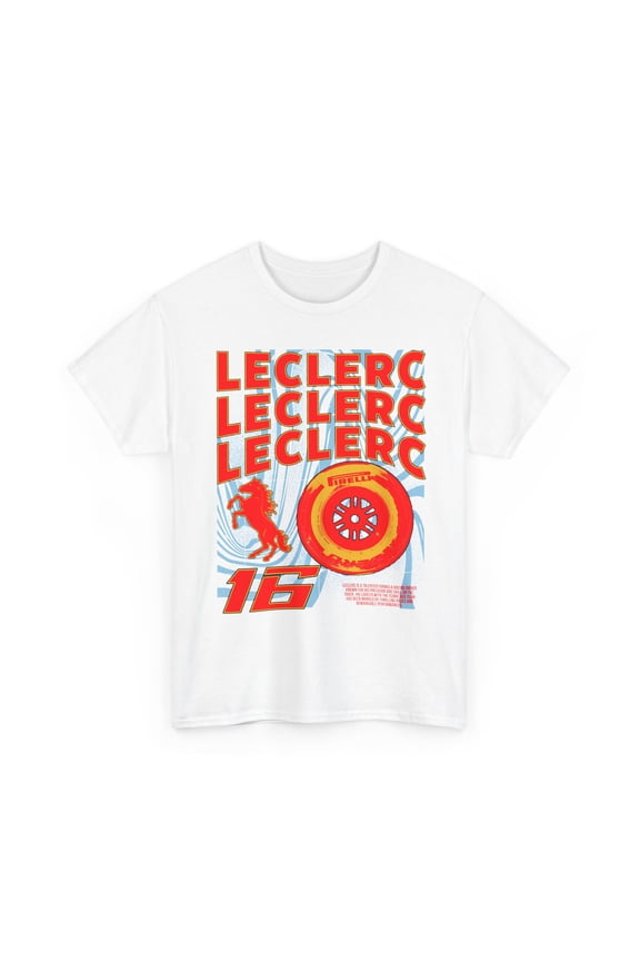 Leclerc Racing T-Shirt | Inspired Motorsports Driver Fan Tee (White, L)
