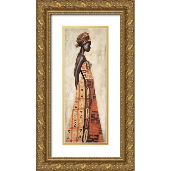 Leconte, Jacques 9x18 Gold Ornate Wood Framed with Double Matting Museum Art Print Titled - Femme Africaine I