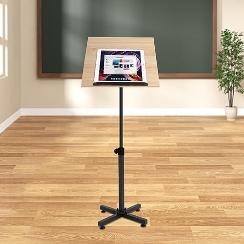 Lectern Podium Stand Height Adjustable Laptop Table Portable Presentation Standing for Classroom, Office, Church, Tilting Desktop, Dance Studios, Study Rooms$$Office