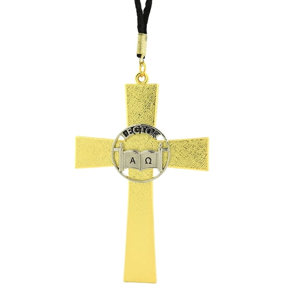 Lector Cross Pendant Necklace, Religious Jewelry Gifts, 3 Inch Charm, 28 Inch Cord