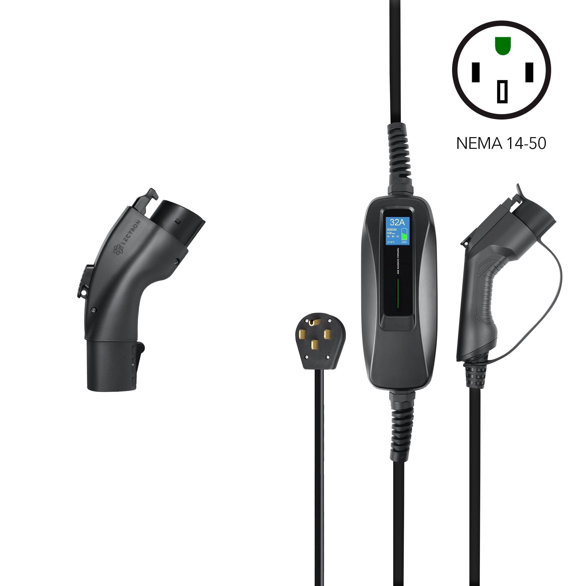 Lectron Bundle -NEMA 14-50 Level 2 EV Charger - 240V 32 Amp with 18ft Extension Cord for J1772 EVs & 48 Amp Tesla to J1772 Charging Adapter